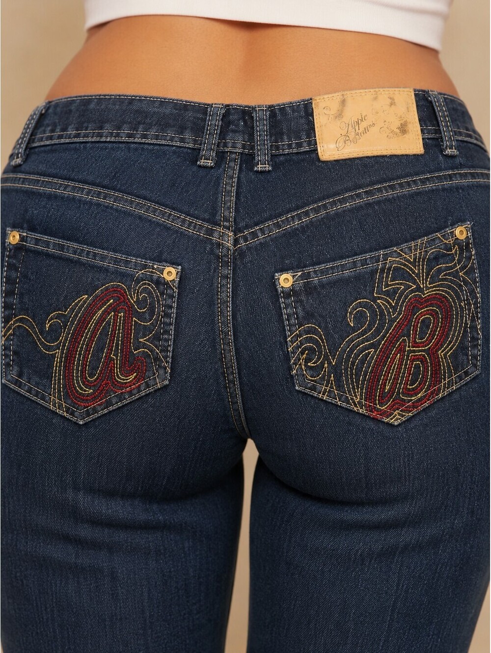 Y2K Apple Bottom Jeans Woman's 16 Capri Cropped Wide Cuff Embroidered AB Pockets